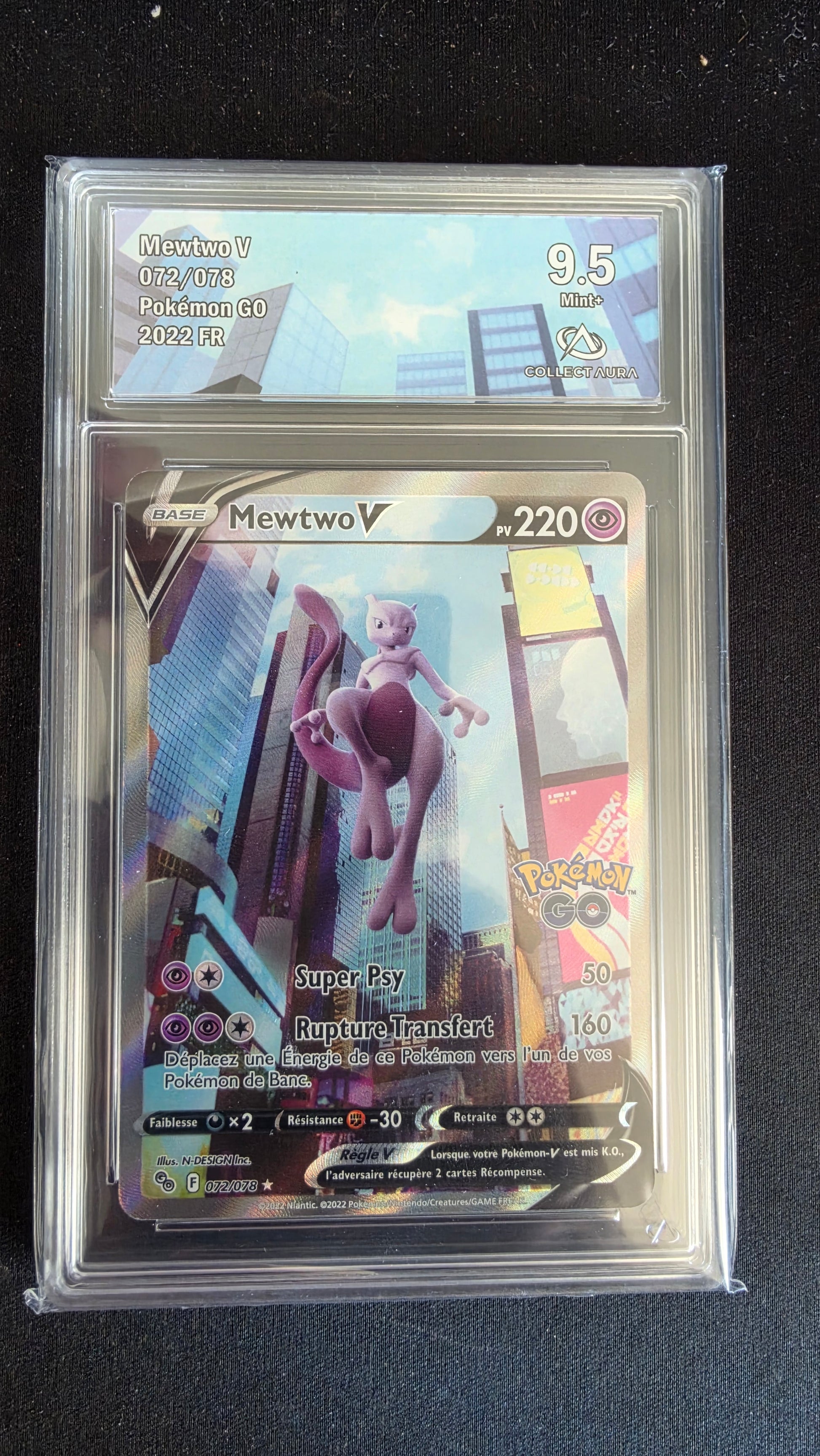 Carte Pokémon Gradée Collect Aura Mewtwo V 9.5 072/078 - face