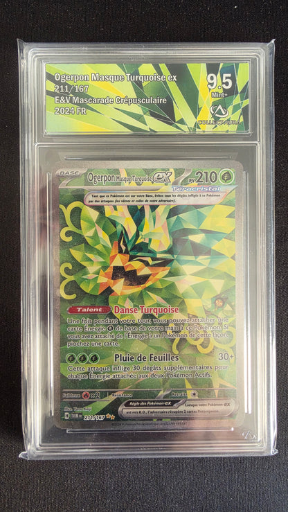 Carte Pokémon Gradée Collect Aura Ogerpon Masque Turquoise ex 9.5 211/167 - face