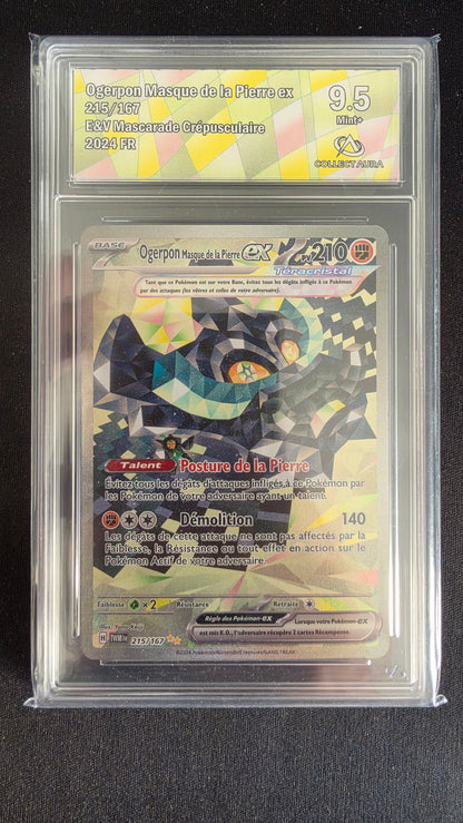 Carte Pokémon Gradée Collect Aura Ogerpon Masque de la Pierre ex 9.5 215/167 - face