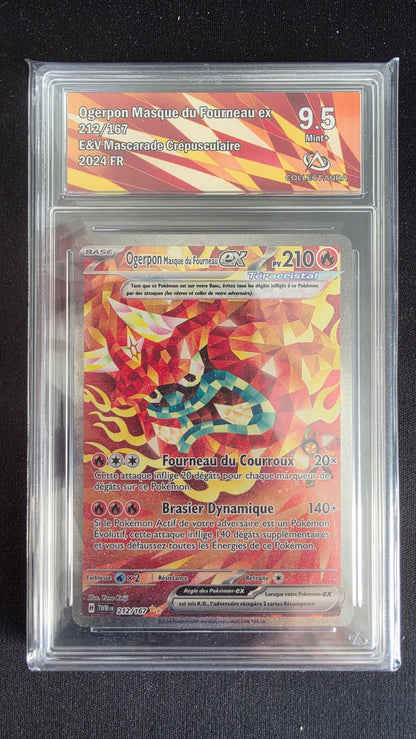Carte Pokémon Gradée Collect Aura Ogerpon Masque du Fourneau ex 9.5 212/167 - face