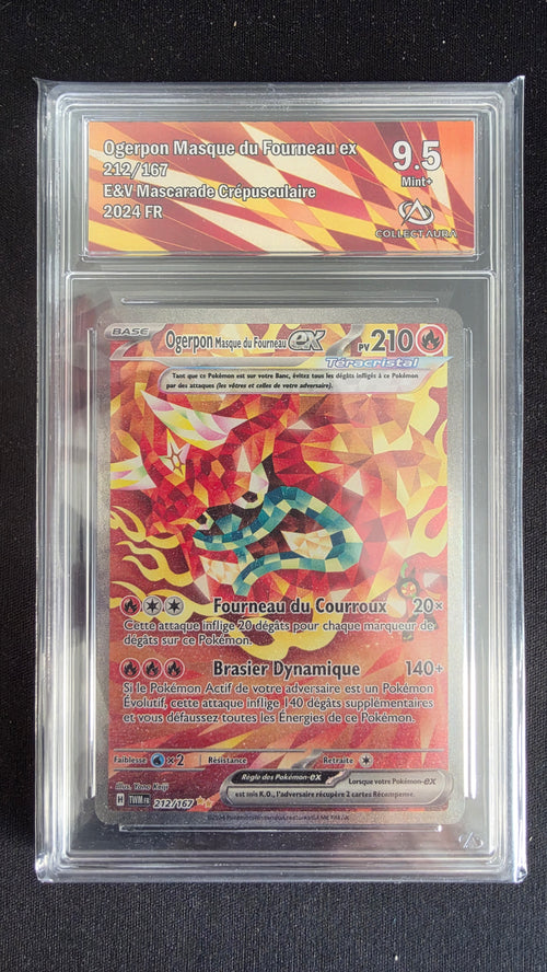 Carte Pokémon Gradée Collect Aura Ogerpon Masque du Fourneau ex 9.5 212/167 n°875179835