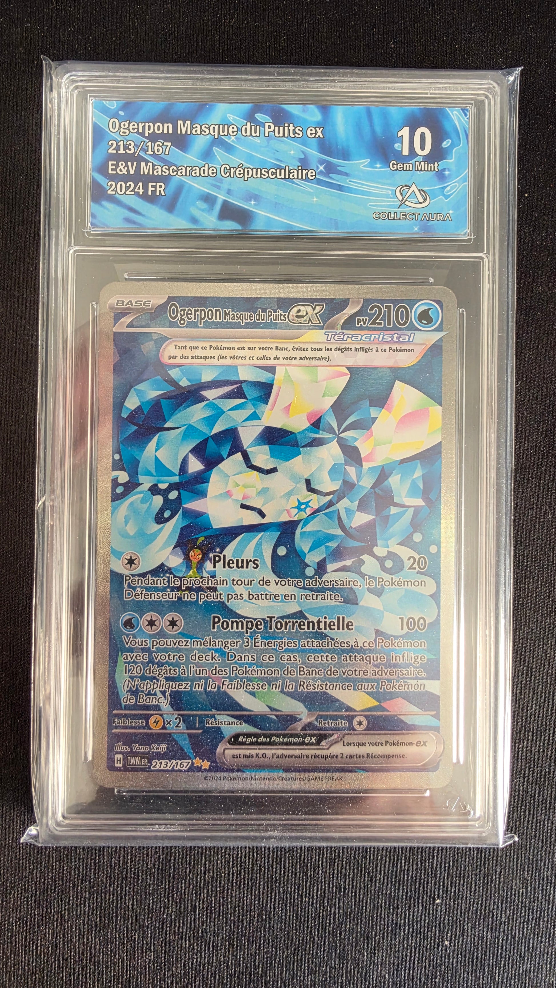 Carte Pokémon Gradée Collect Aura Ogerpon Masque du Puits ex 10 213/167 - face