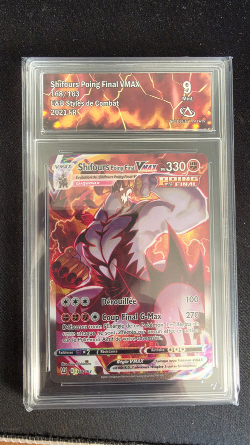 Carte Pokémon Gradée Collect Aura Shifours Poing Final Vmax 9 168/163 n°791477963