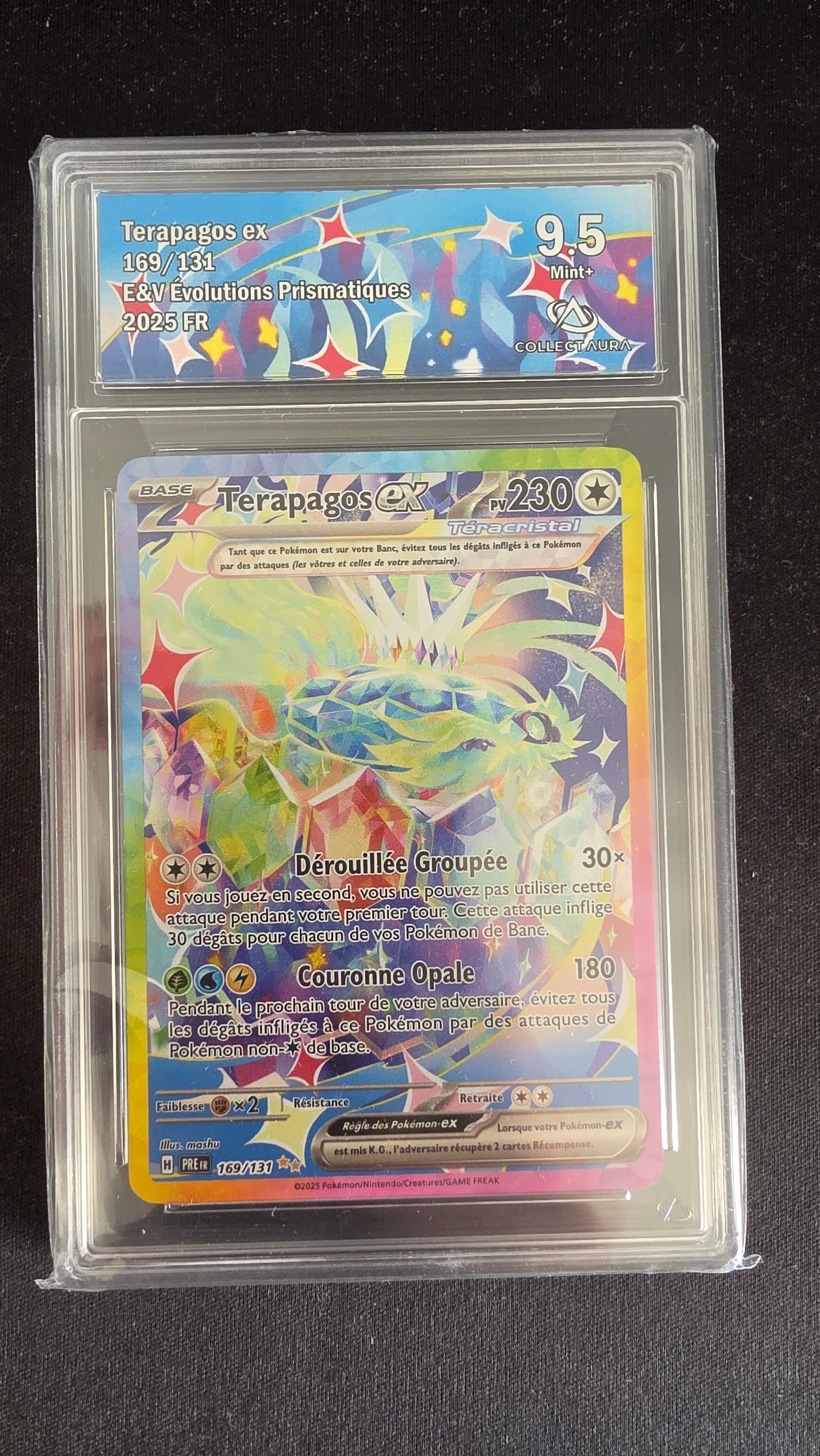 Carte Pokémon Gradée Collect Aura Terapagos ex 9.5 169/131 - face