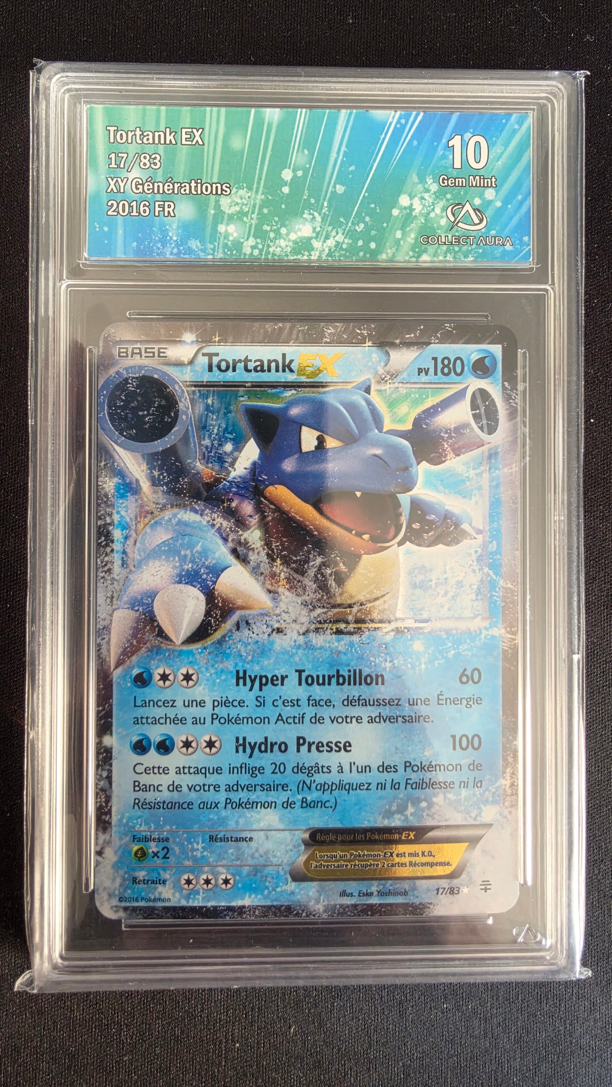 Carte Pokémon Gradée Collect Aura Tortank EX 10 17/83 - face