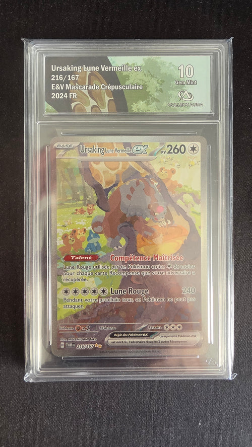 Carte Pokémon Gradée Collect Aura Ursaking Lune Vermeille ex 10 216/167 n°915777560