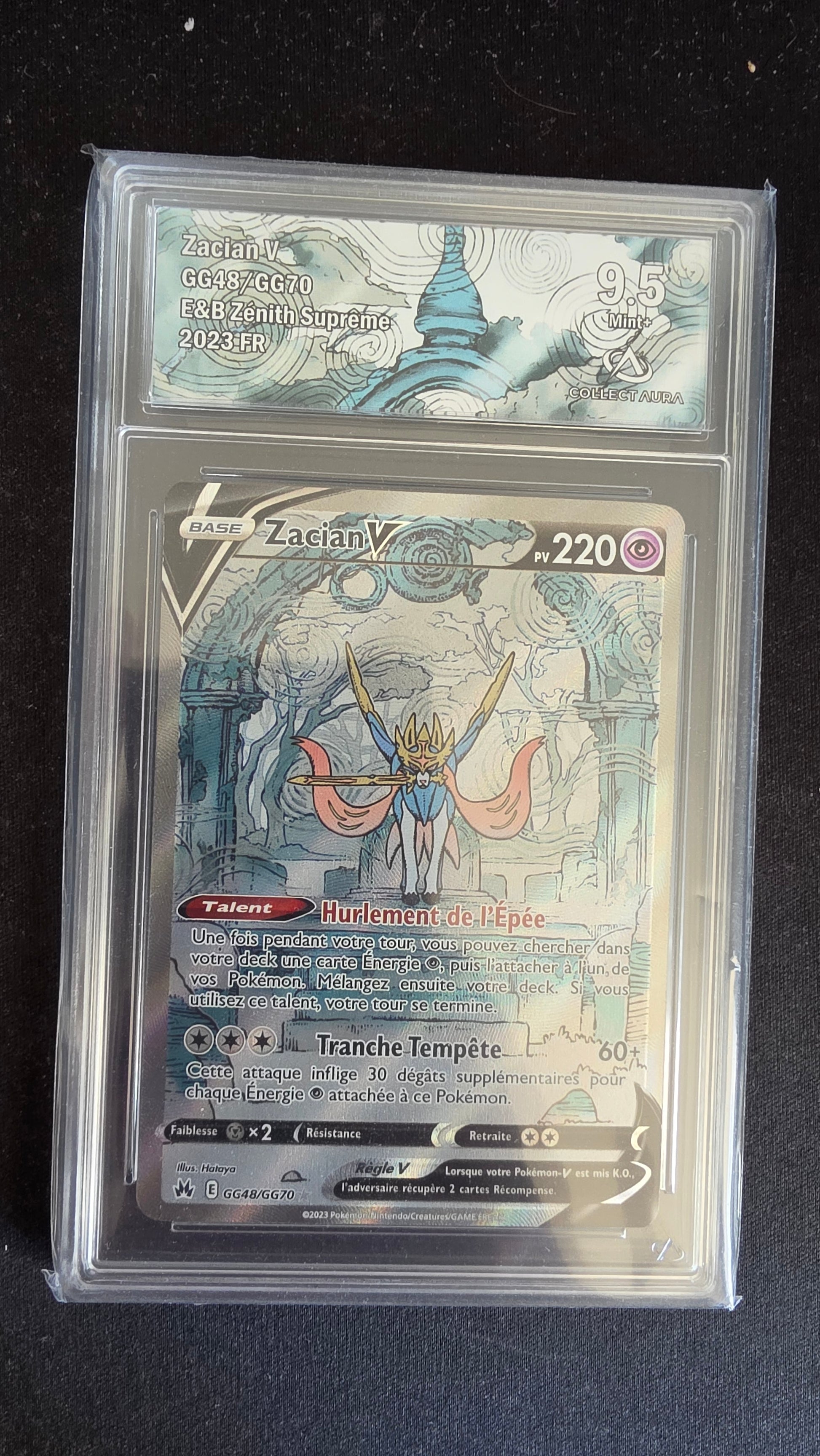Carte Pokémon Gradée Collect Aura Zacian V 9.5 GG48/GG70 - face