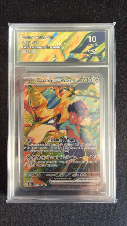 Carte Pokémon Gradée Collect Aura Zacian ex de Nabil 10 186/159 - face