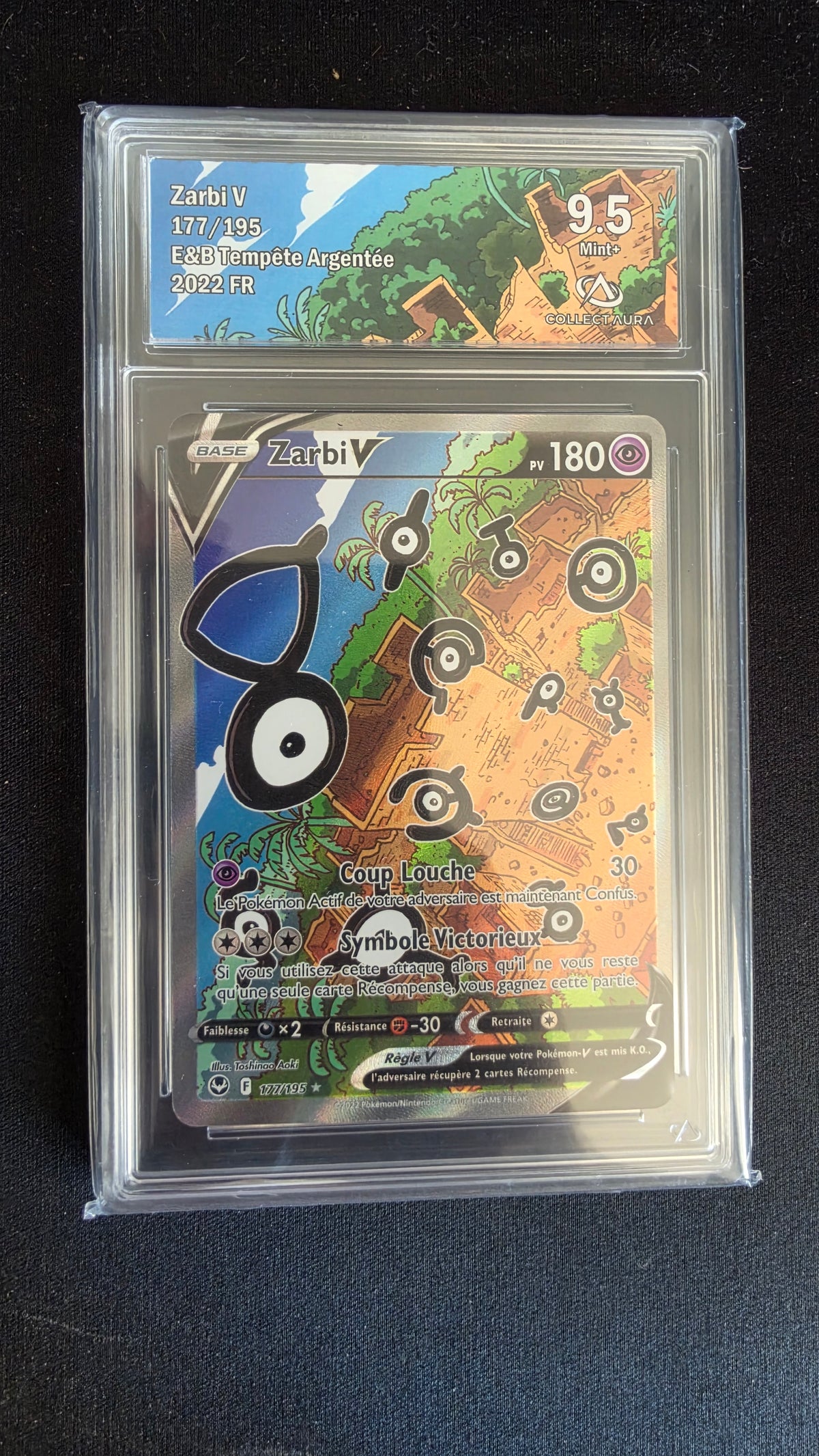Carte Pokémon Gradée Collect Aura Zarbi V 9.5 177/195 - face