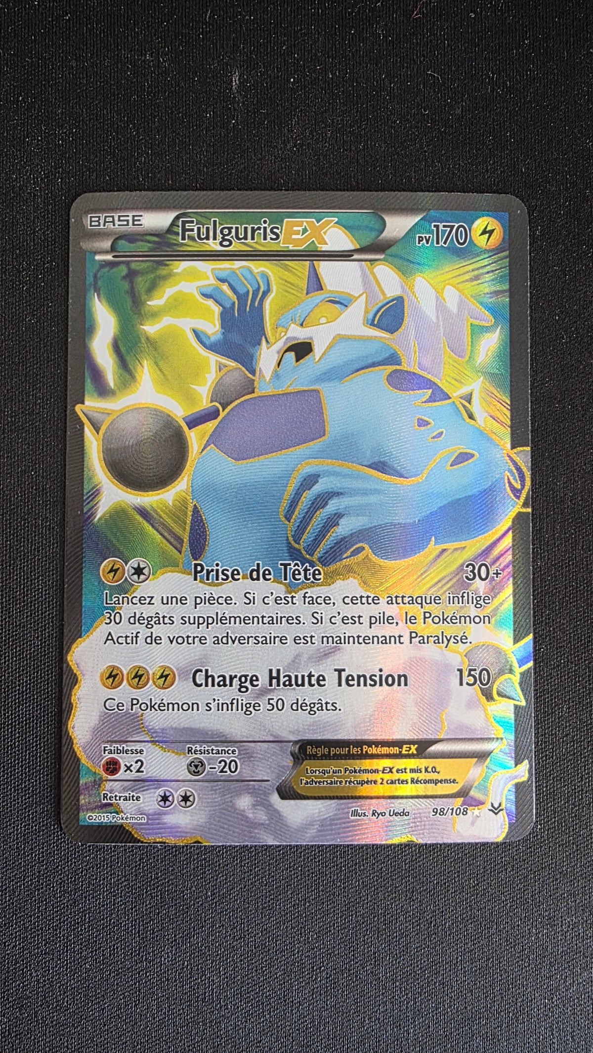 Carte Pokémon Fulguris EX 98/108 - face