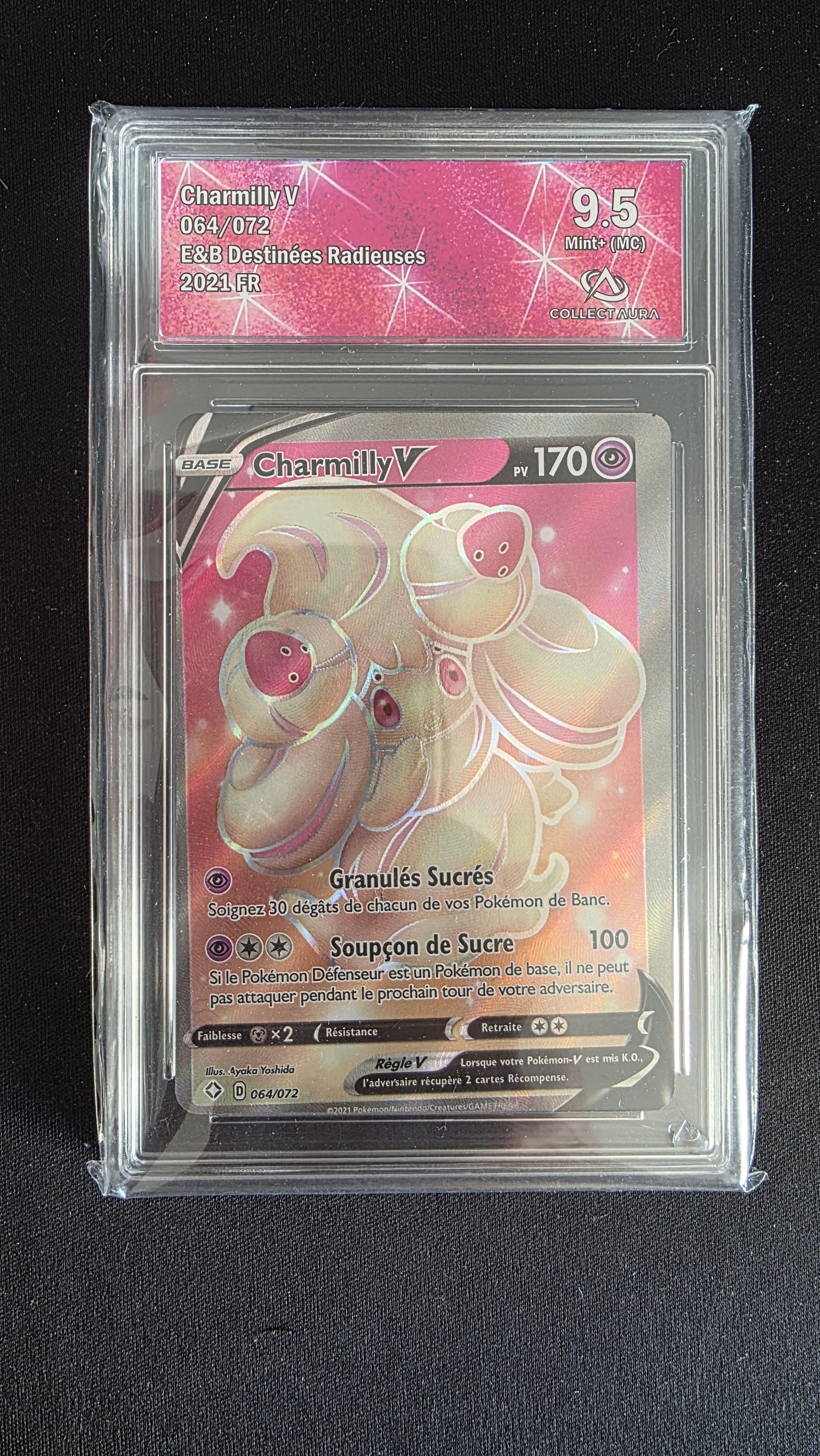 Carte Pokémon Gradée Collect Aura MISSCUT Charmilly V 9.5 064/072 - face
