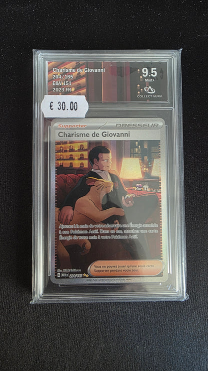 Carte Pokémon Gradée Collect Aura Charisme de Giovanni 9.5 204/165 - face