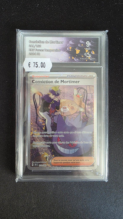 Carte Pokémon Gradée Collect Aura Conviction de Mortimer 9 211/162 - face