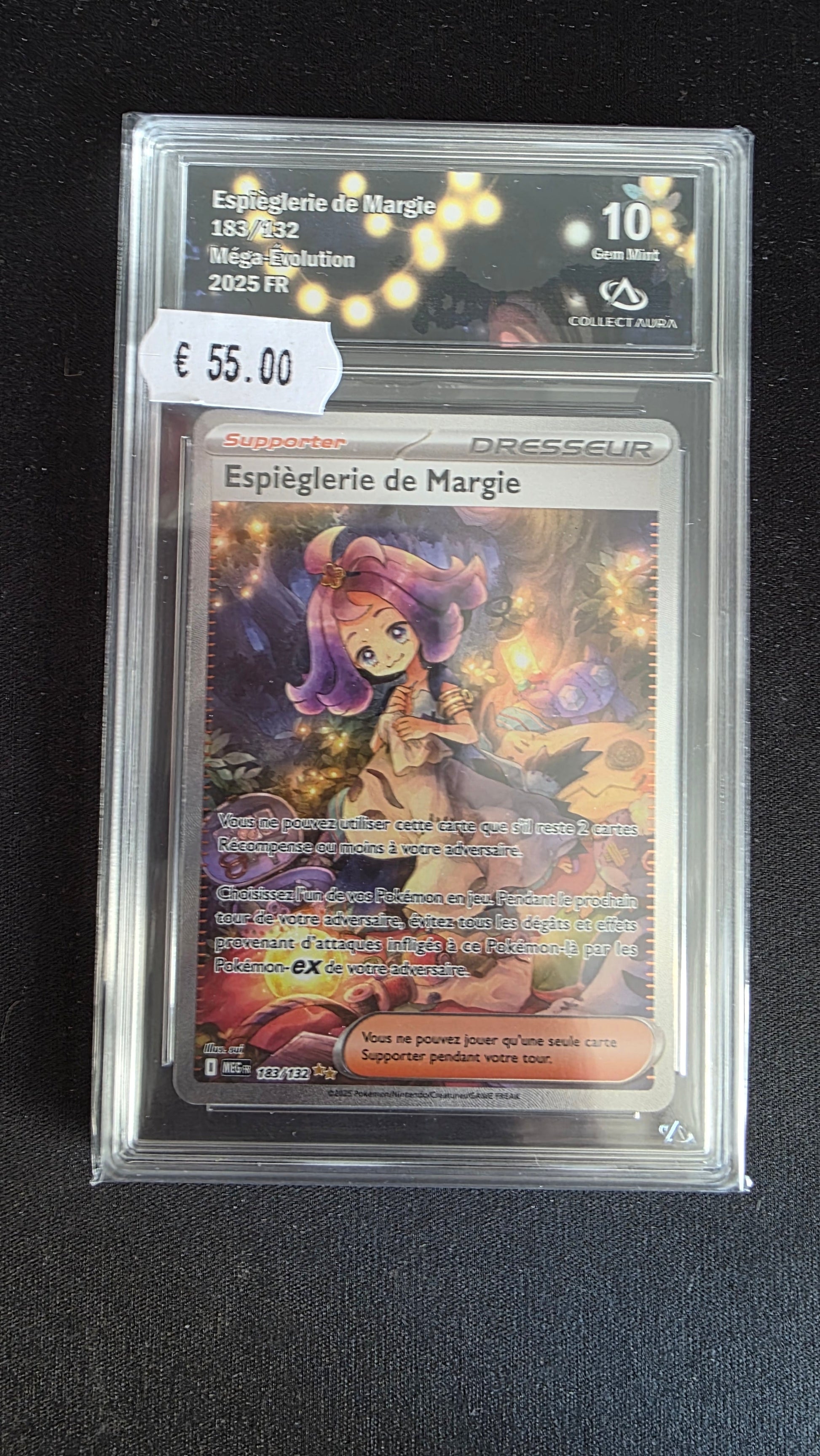 Carte Pokémon Gradée Collect Aura Espièglerie de Margie 10 183/132 - face