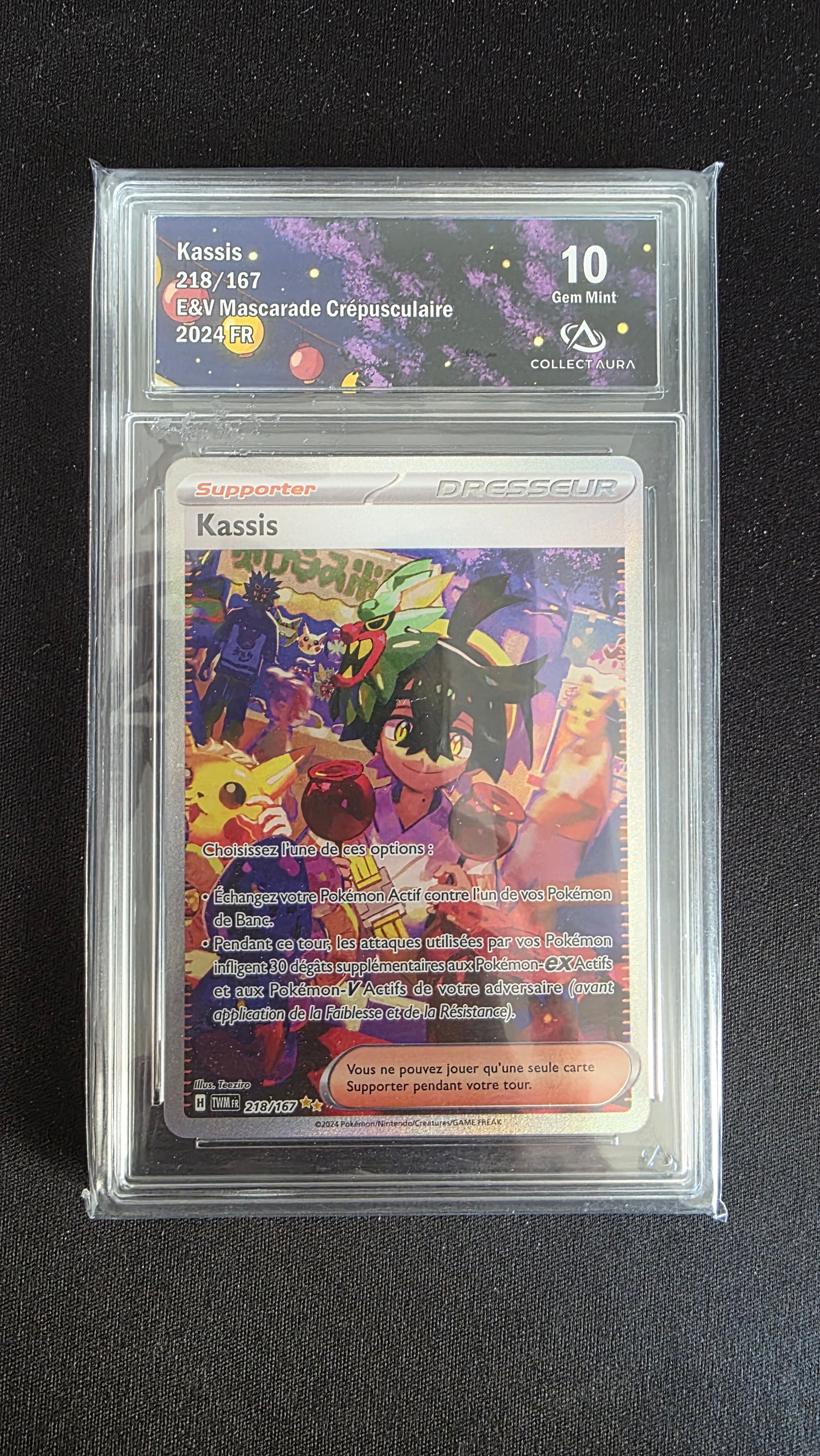 Carte Pokémon Gradée Collect Aura Kassis 10 218/167 - face
