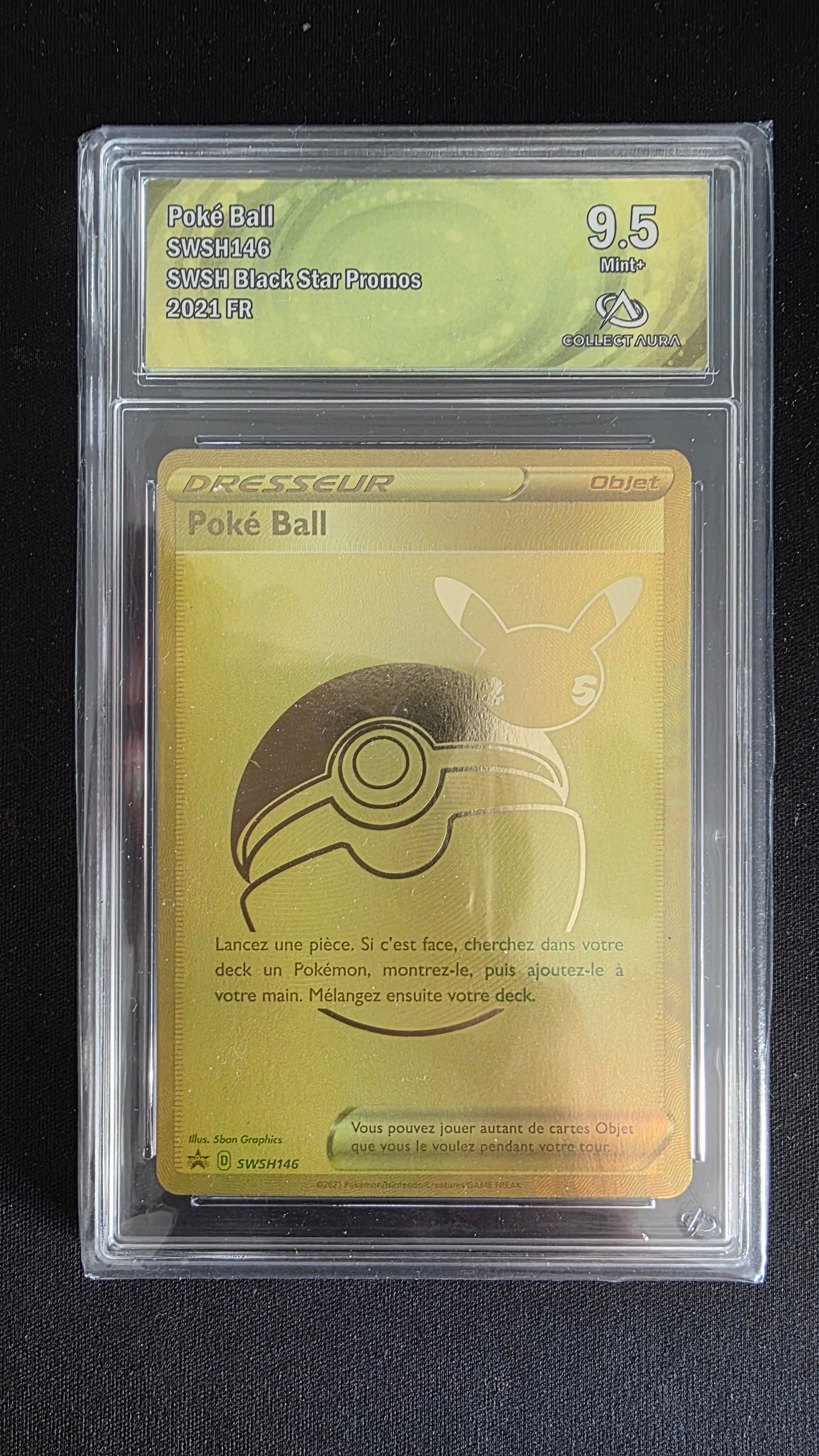 Carte Pokémon Gradée Collect Aura Poké Ball 9.5 SWSH146 - face