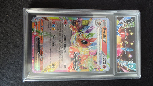 Carte Pokémon Gradée Collect Aura Pyroli EX 9.5 014/131 Stamp Évolutions Prismatiques