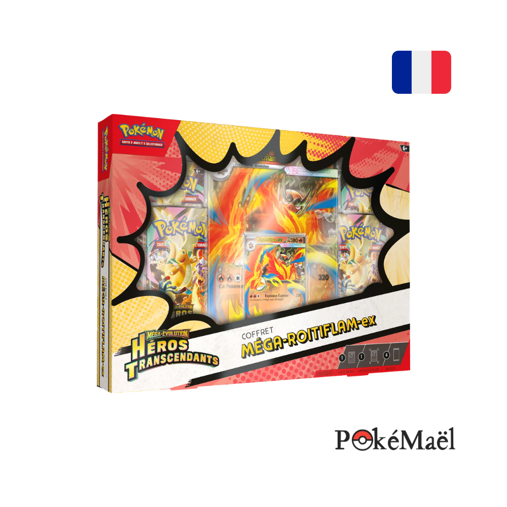 (précommande) Coffret Pokémon Méga-Évolution Héros Transcendants ME2.5 Méga-Roitiflam-ex [FR]