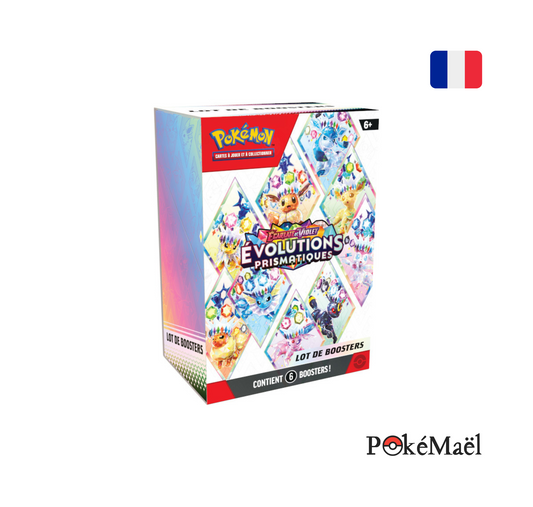 Display de Bundle / Lot de Boosters Pokémon Écarlate et Violet – Évolutions Prismatiques [précommande]